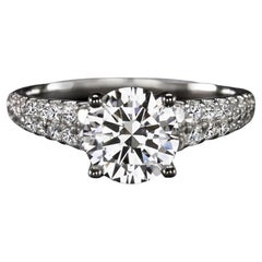 GIA Certified 1,53 Carat Round Brilliante Diamond Anello in oro 14K in stile Art Deco