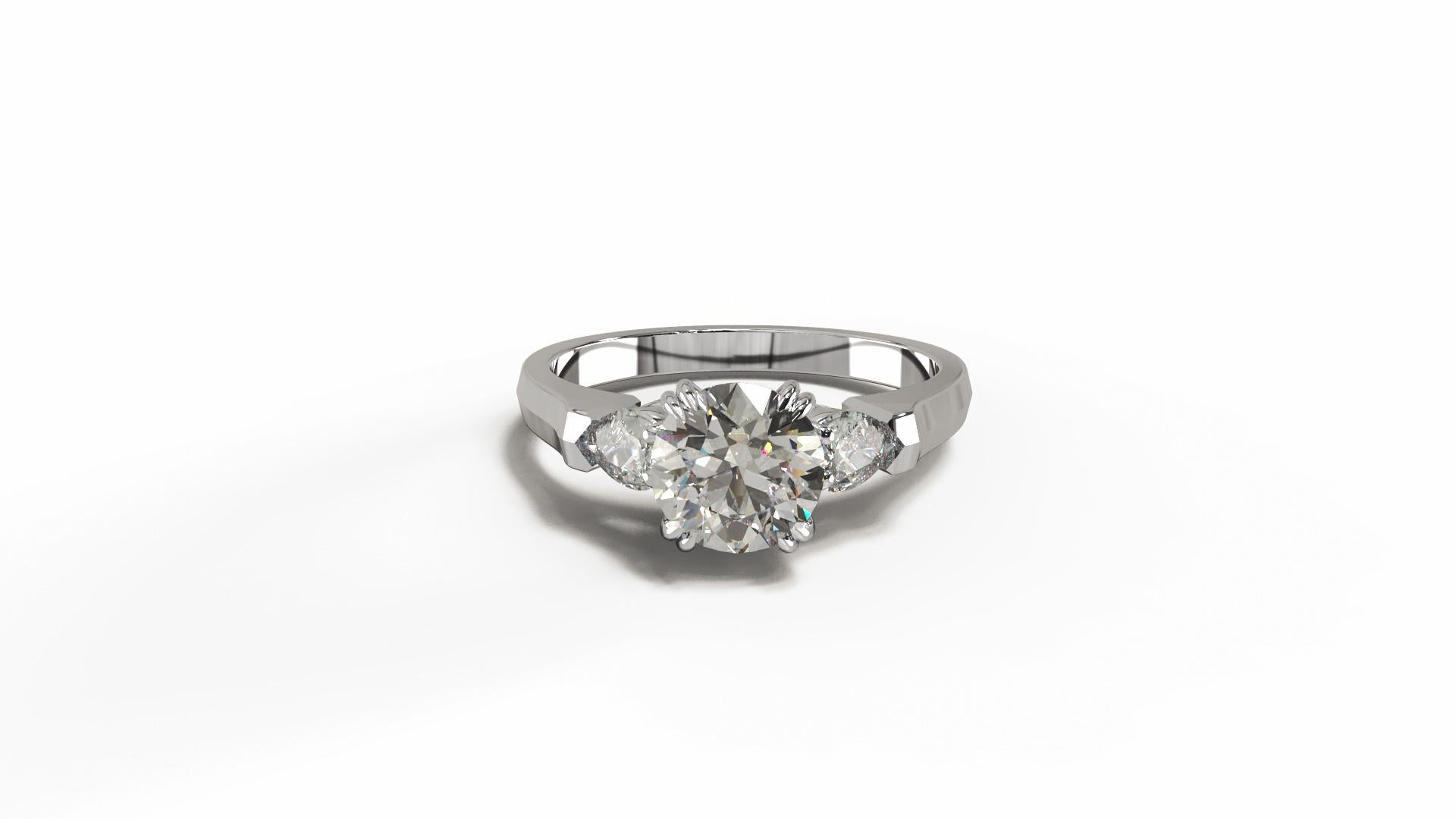 Modern INTERNALLY FLAWLESS GIA Certified 1.90  Round Brilliant Cut Diamond Ring