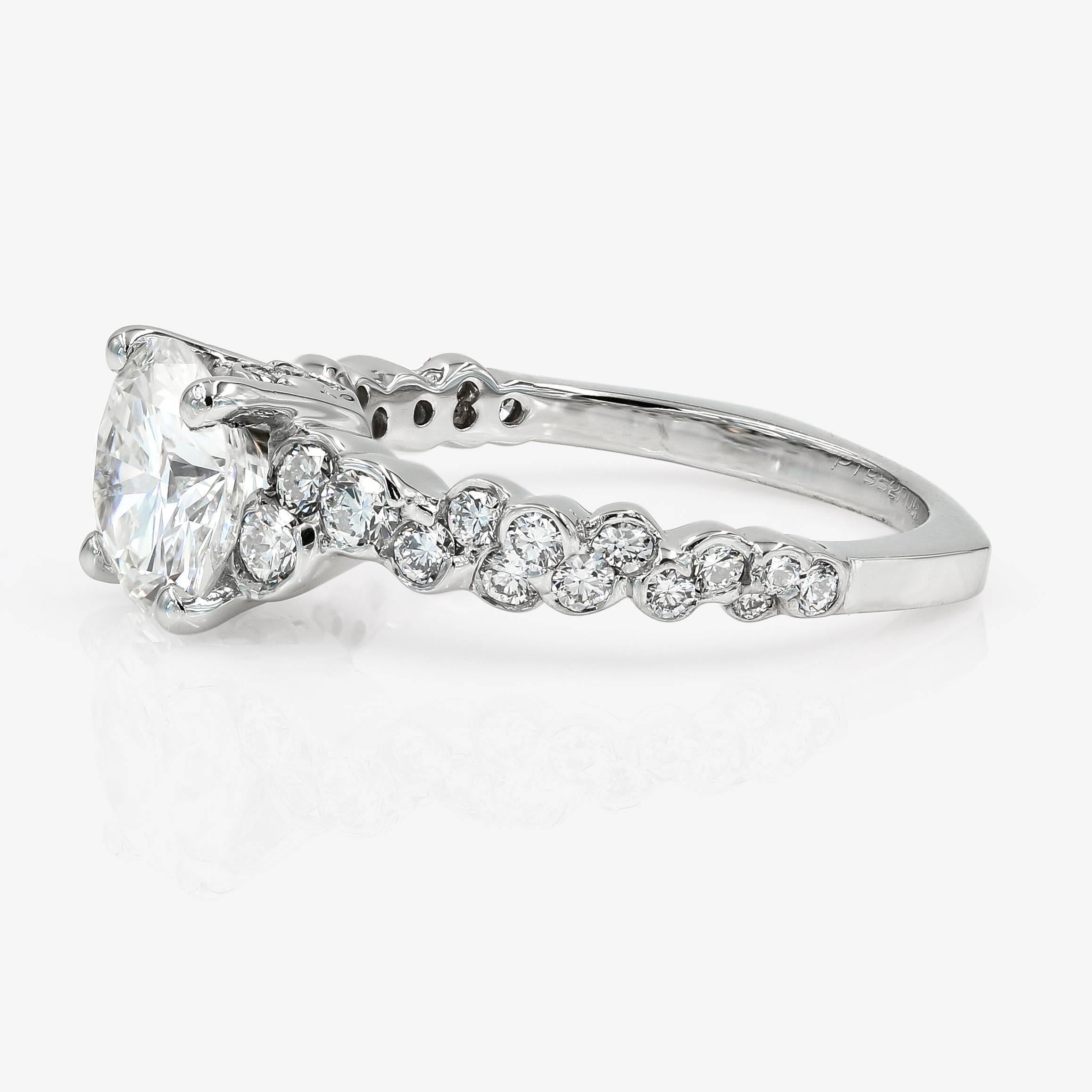 Round Cut GIA Certified 1.50 Carat Round Diamond Cumullus Engagement Ring For Sale