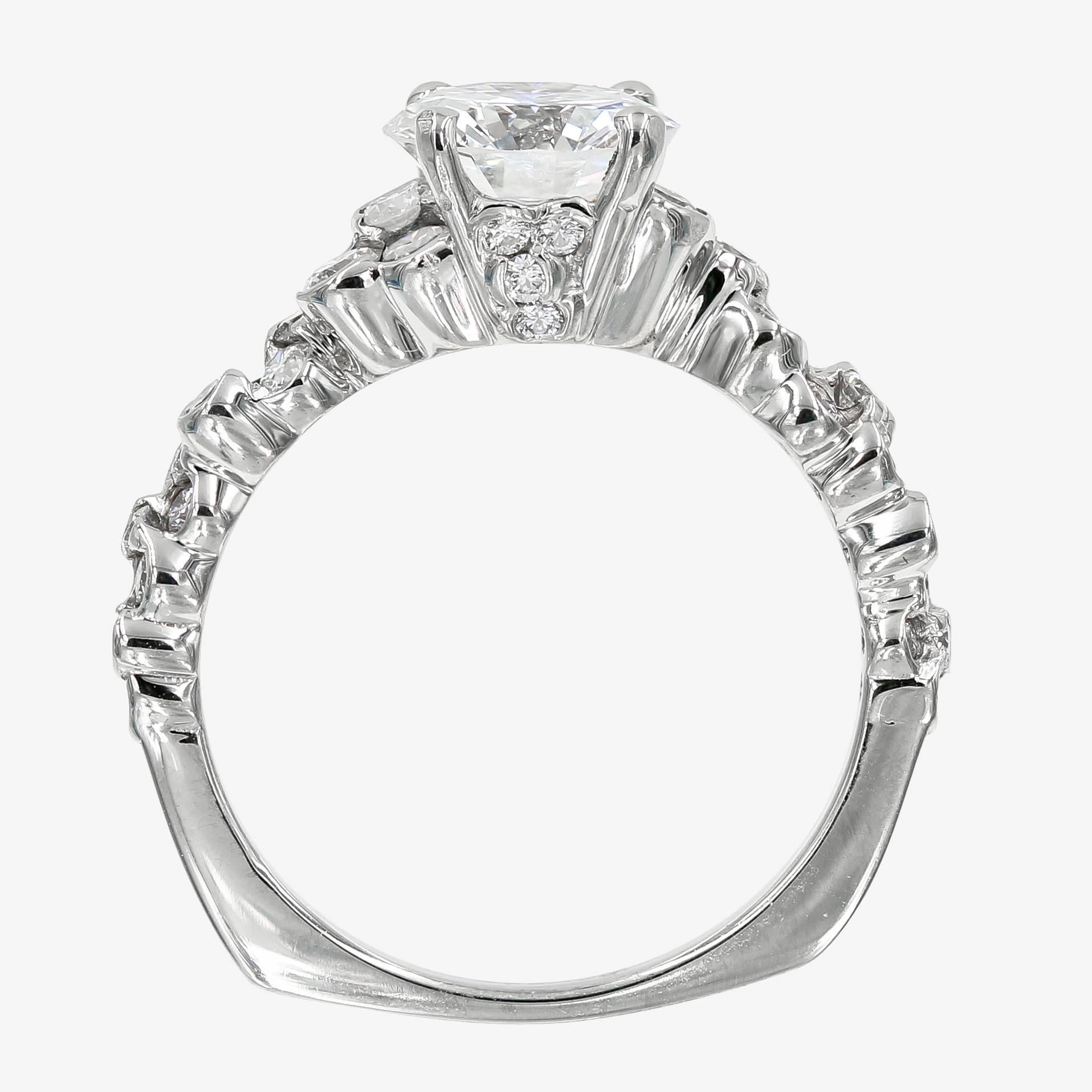 Women's GIA Certified 1.50 Carat Round Diamond Cumullus Engagement Ring For Sale