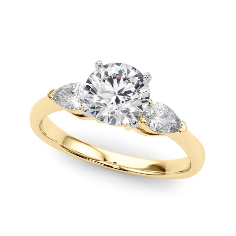 Donna Anello con tre pietre di diamante rotonde est-ovest certificato GIA da 1,50 carati in vendita