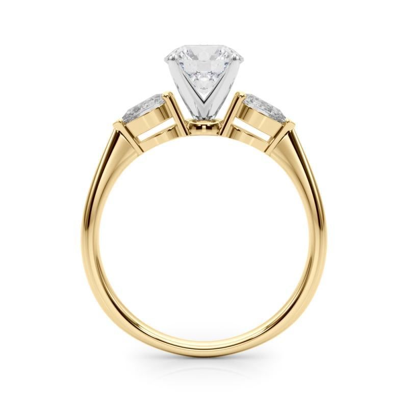 Anello con tre pietre di diamante rotonde est-ovest certificato GIA da 1,50 carati in vendita 1