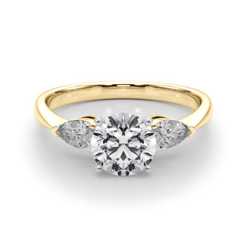 GIA Certified 1.50 Carat Round East-West Three-Stone Diamond Ring (bague à trois pierres Est-Ouest certifiée GIA)