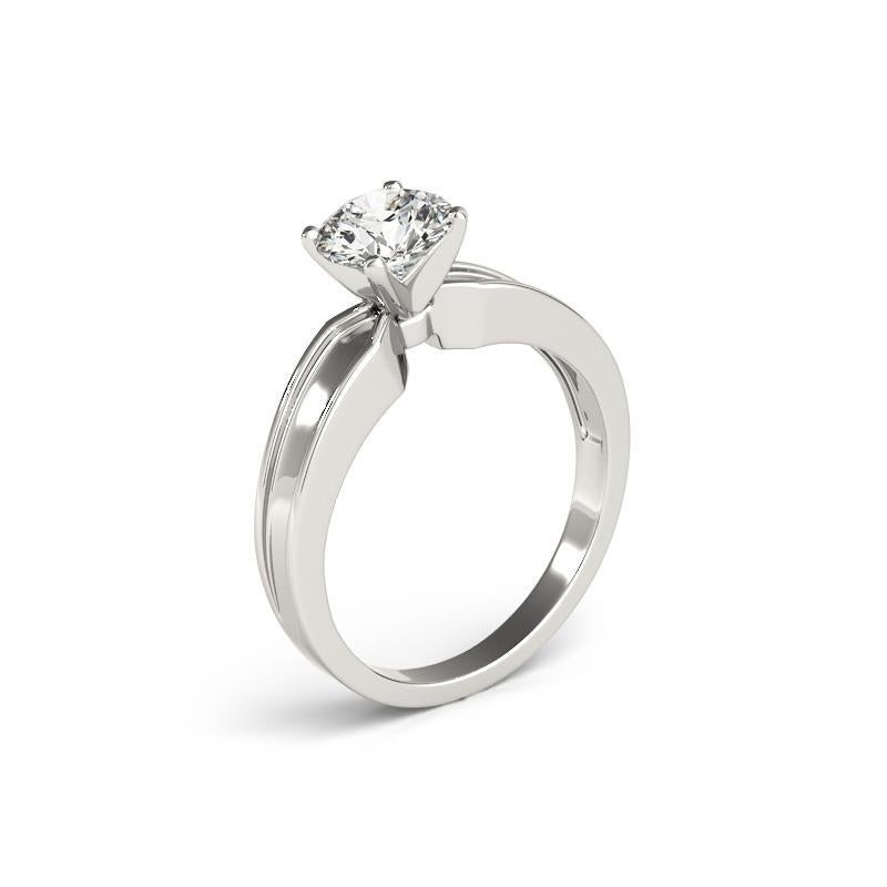 De las mujeres Anillo de diamantes con banda biselada y solitario redondo de 1,50 quilates certificado por GIA en venta