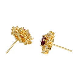 GIA Certified 1.50 Carat Ruby Diamond Yellow Gold Earrings