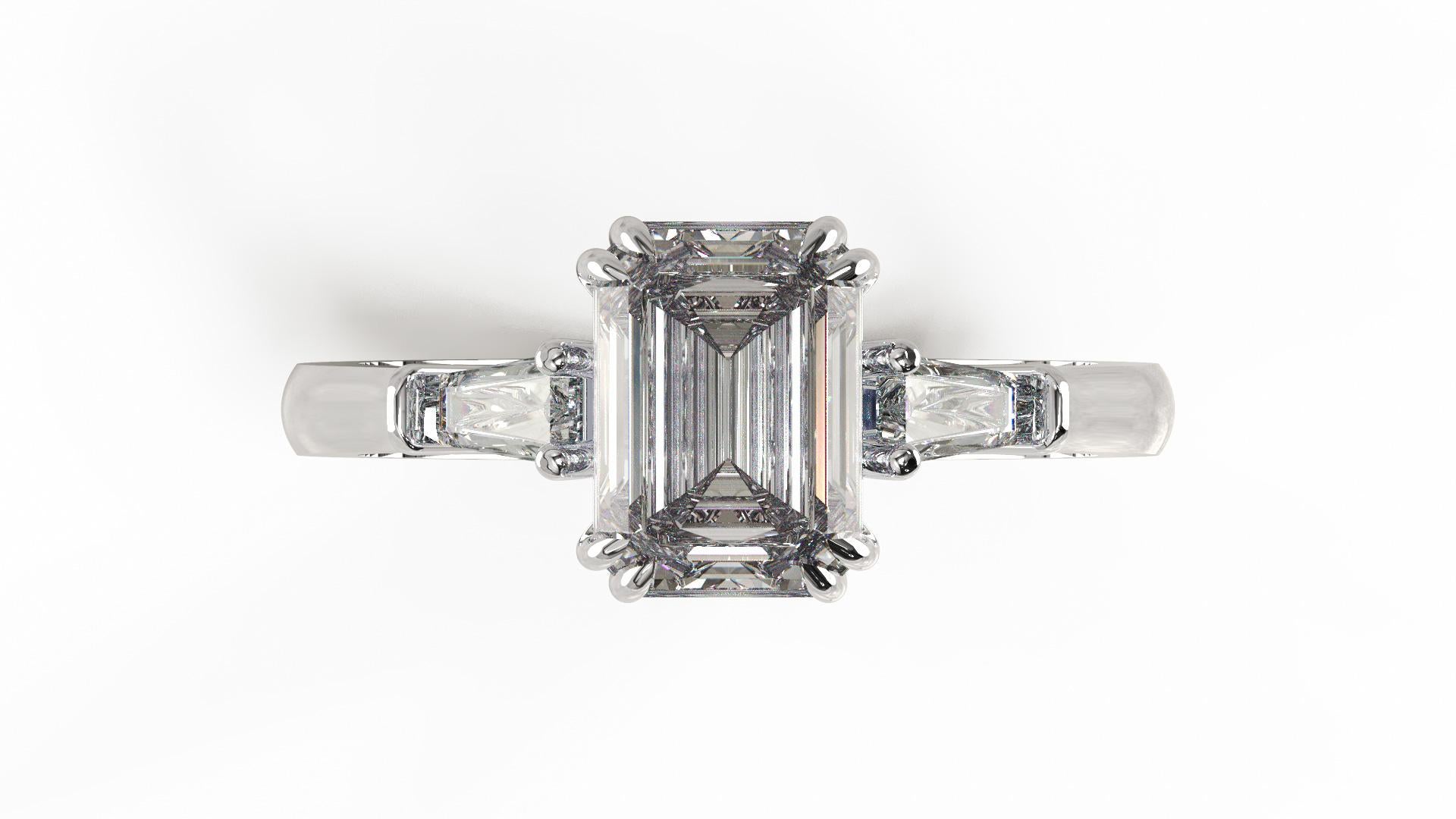 GIA Certified 1.50  Carat Emerald Cut Diamond Ring