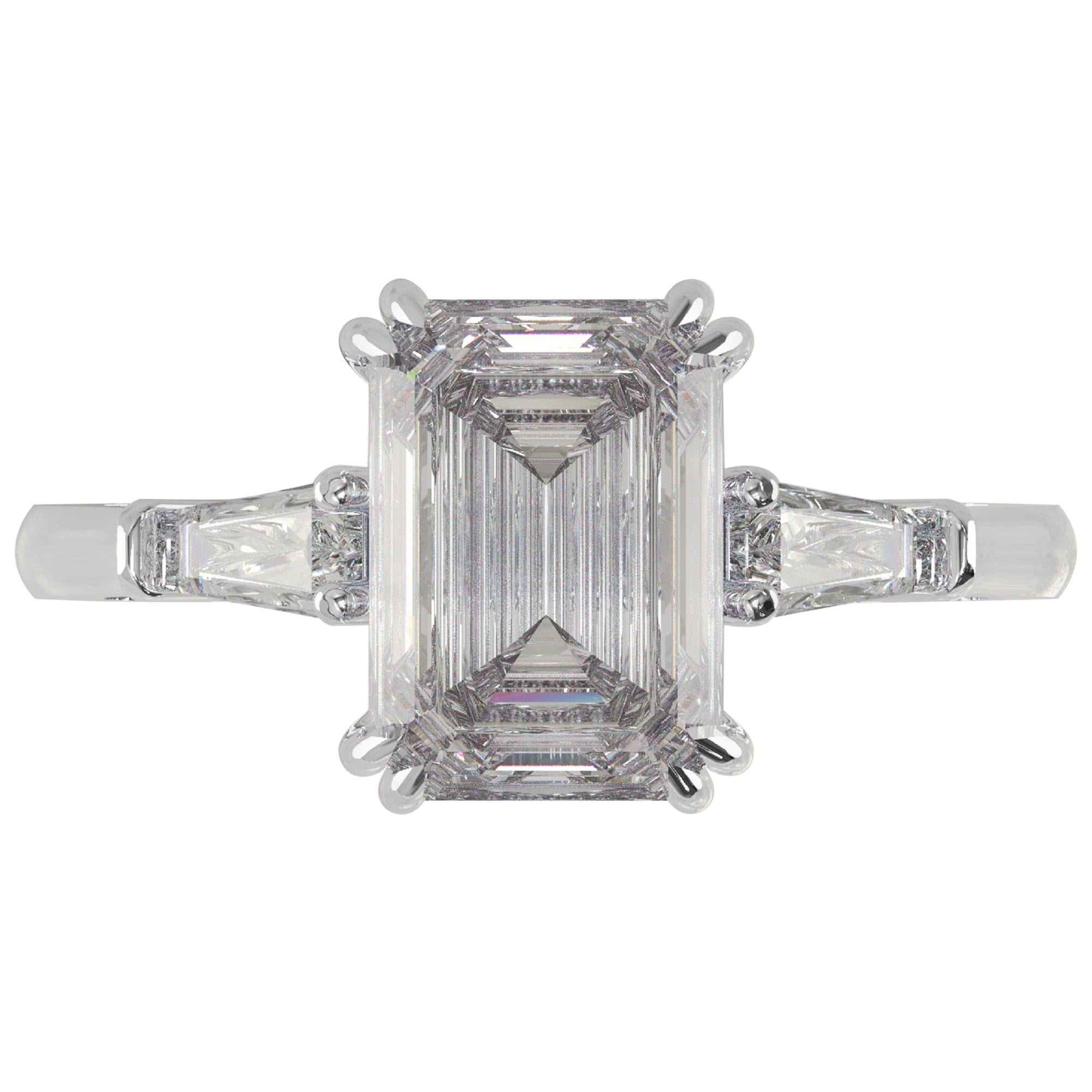 GIA Certified 1.50 Carat Emerald Cut Diamond Ring