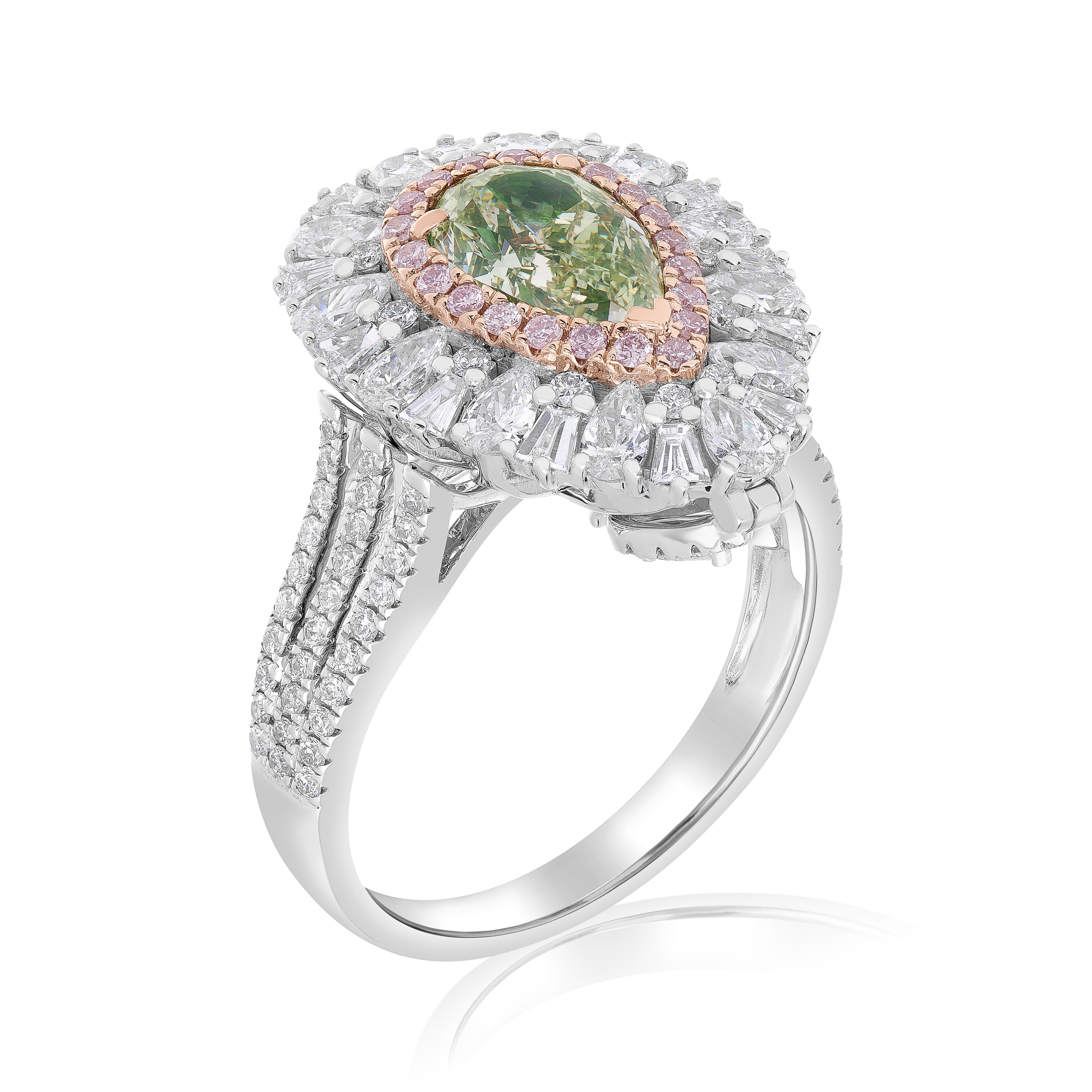 GIA-zertifizierter 1,50 Karat VS2 grüner Diamant-Ring/Anhänger, umwandelbar (Moderne)