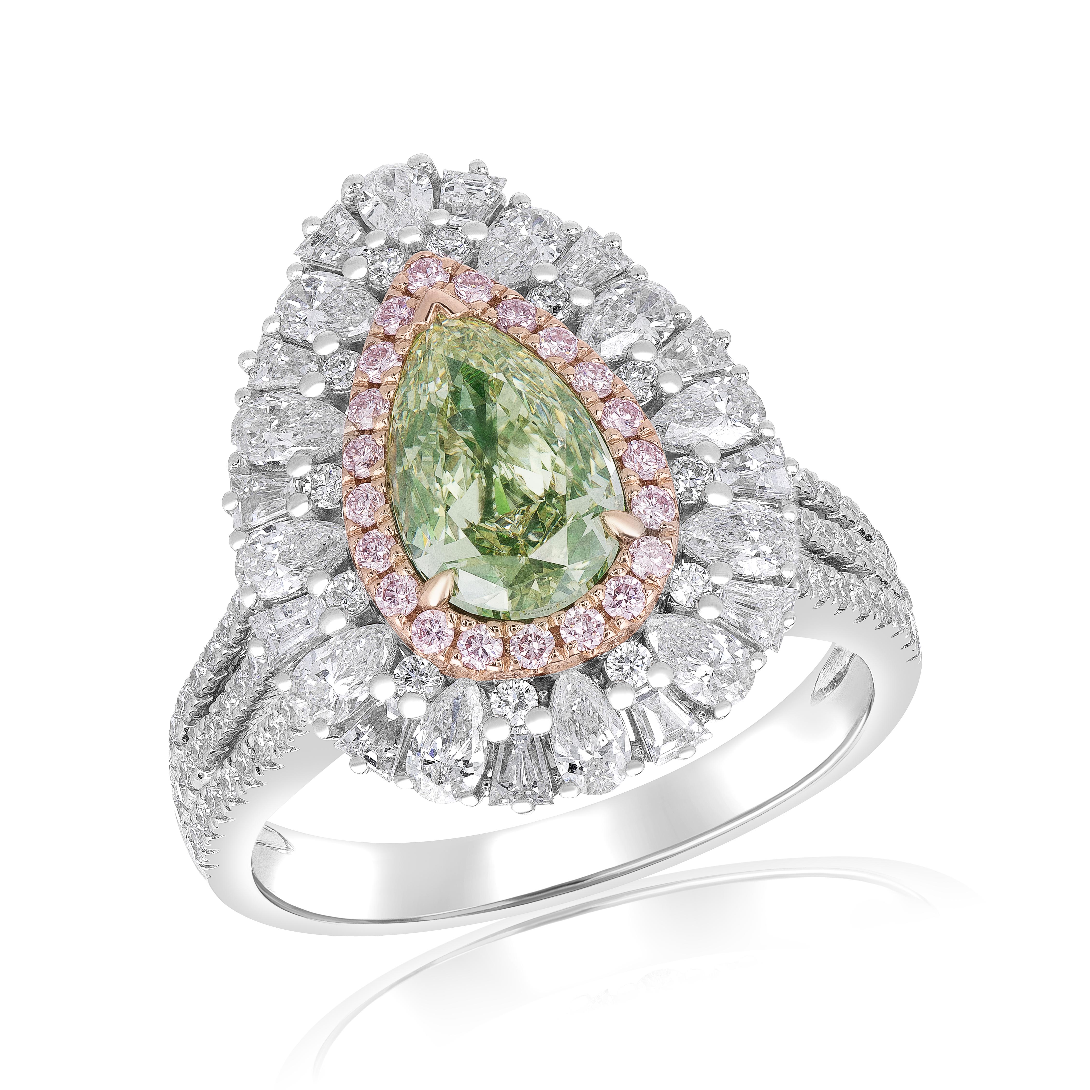 GIA-zertifizierter 1,50 Karat VS2 grüner Diamant-Ring/Anhänger, umwandelbar im Zustand „Neu“ in Whippany, NJ