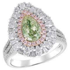 GIA Certified 1.50 carat VS2 Green Diamond Ring Convertible Ring/Pendant