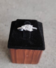 GIA Certified 1.50 Carats D VVS1 Heart & Radiant Toi Et Moi Ring 18K White Gold