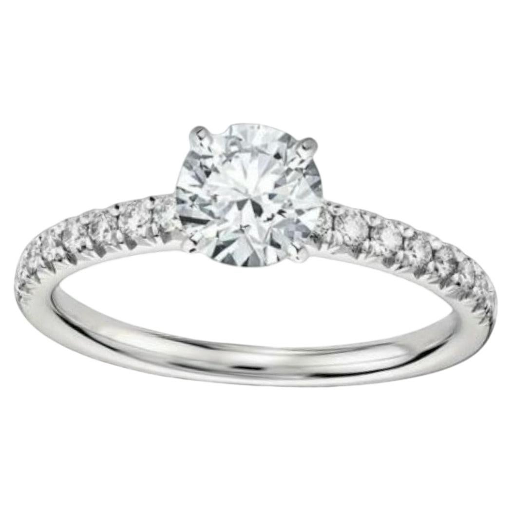 GIA Certified 1.50 Carats D VVS1 Round Brilliant Engagement Ring 18K White Gold For Sale