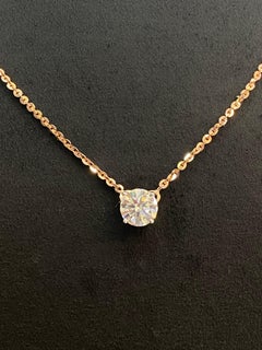 GIA Certified 1.50 Carats F/VS1 Round Brilliant Diamond Necklace 18K Rose Gold