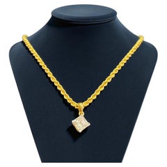 GIA Certified 1.50 Carats F VVS1 Princess Diamond Necklace in 18K Yellow Gold