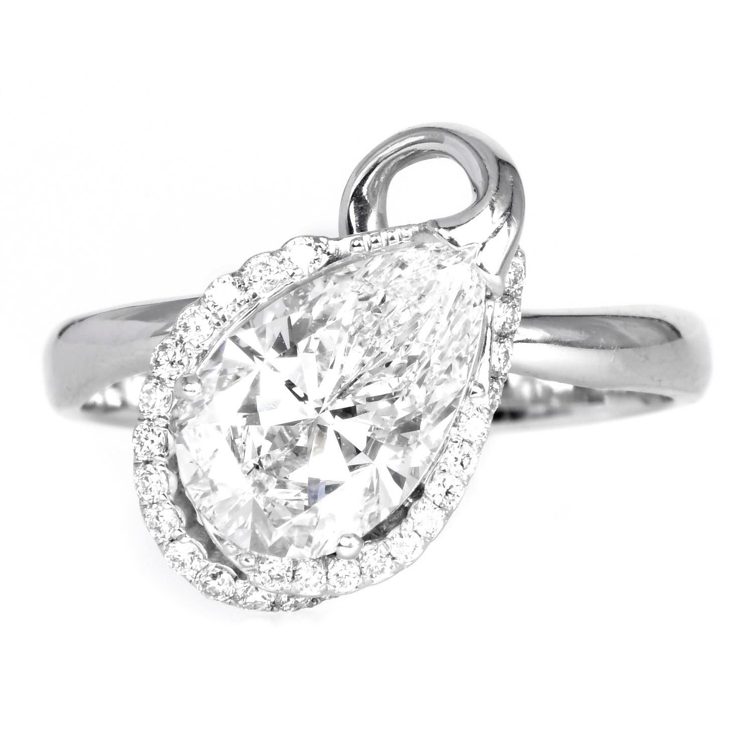 A romantic and unique twist to the pear-shaped engagement rings, inspired by a vine floral design.

this wide GIA-certified Diamond ring is perfect for that special person.

Crafted in solid 14K white gold, the center is adorned by a