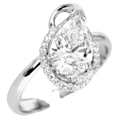 GIA Certified 1.50 Cat Pear Cut Diamond 14K White Gold Romantic Engagement Ring