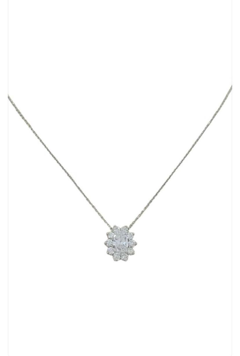GIA Certified 1.50 Ct Diamond 18K Gold Pendant In New Condition For Sale In Massafra, IT