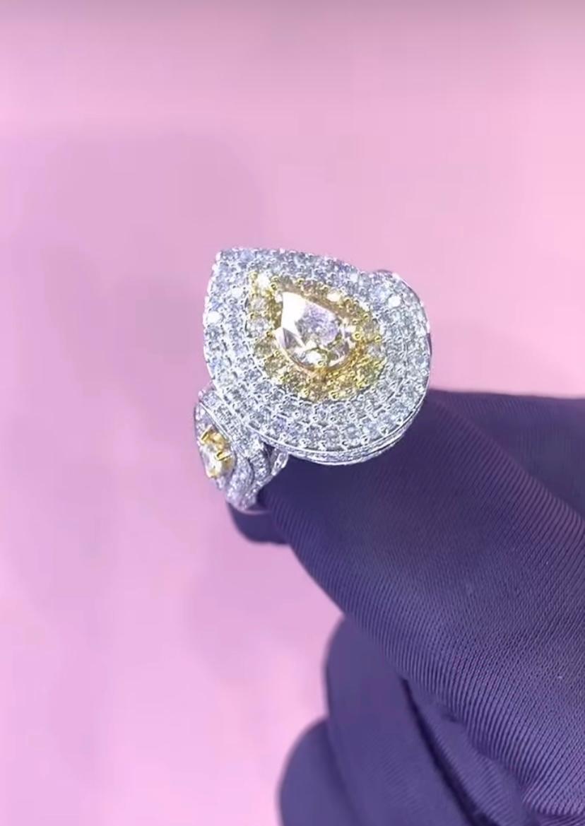 Bague en or 18 carats avec diamant jaune brunâtre de 1,50 carat certifié GIA en vente 1
