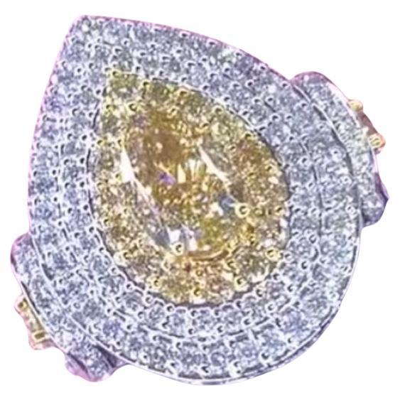 Anillo de oro de 18 quilates con certificado GIA de 1,50 quilates de diamante amarillo pardusco fantasía