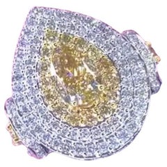 Anillo de oro de 18 quilates con certificado GIA de 1,50 quilates de diamante amarillo pardusco fantasía