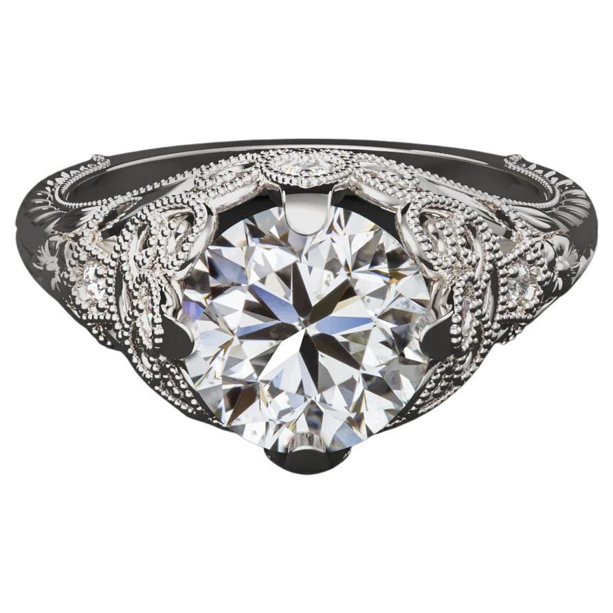 GIA Certified 1.50 Ct Round Briliant Cut Diamond Engagement Ring 14k White Gold