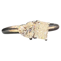 GIA Certified 1.50 Cts D VVS1 Heart & Radiant Diamonds Toi Et Moi Ring 18K Gold