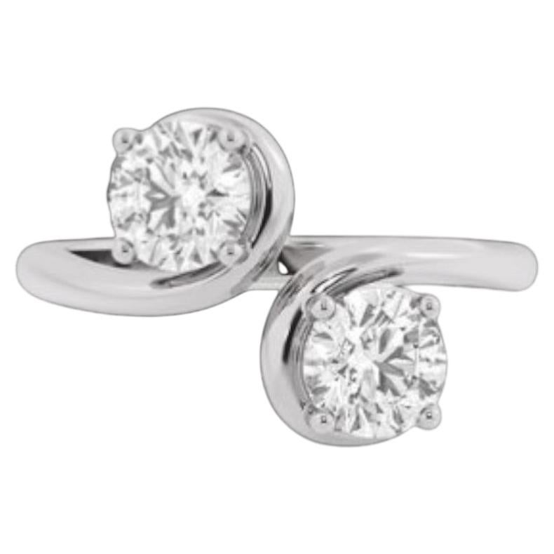 GIA Certified 1.50 Cts D VVS1 Round Brilliant Diamonds Toi Et Moi Ring 18K Gold