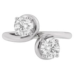 GIA Certified 1.50 Cts D VVS1 Round Brilliant Diamonds Toi Et Moi Ring 18K Gold