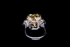 GIA Certified 15.02ct Fancy Intense Yellow Radiant Diamond ring