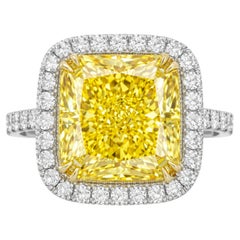 Anello in platino con diamante giallo intenso da 15.03 carati certificato GIA