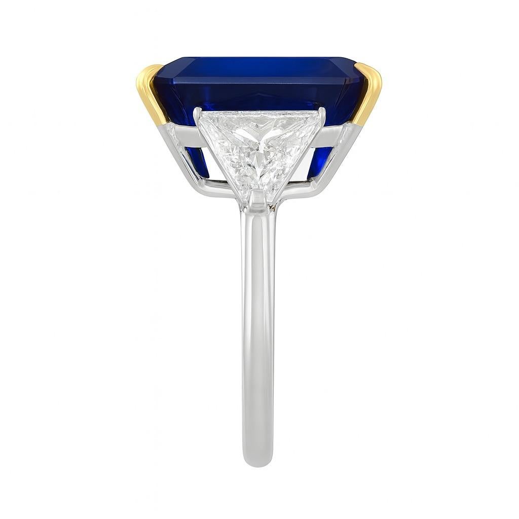 Contemporaneo Anello in platino con zaffiro e diamante dello Sri Lanka certificato GIA da 15,05 carati in vendita