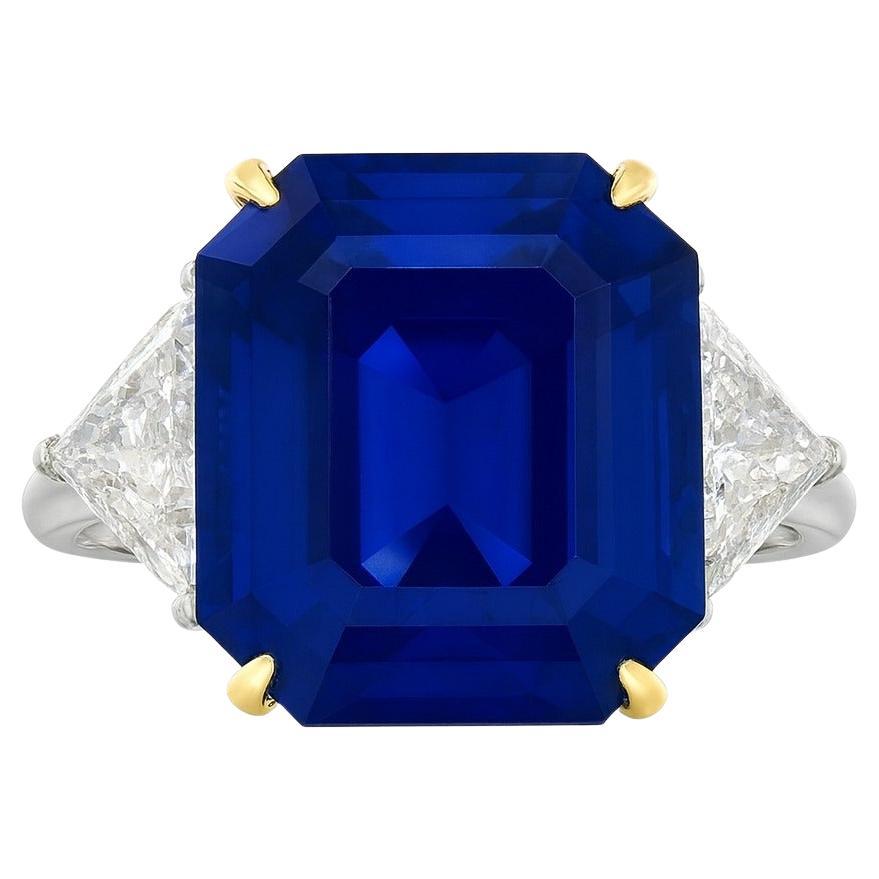 Anello in platino con zaffiro e diamante dello Sri Lanka certificato GIA da 15,05 carati in vendita