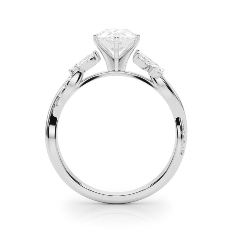 Anello con diamante in platino certificato GIA da 1,50 carati con pera intrecciata e fiore da giardino. In condizioni Nuovo in vendita a New York, NY
