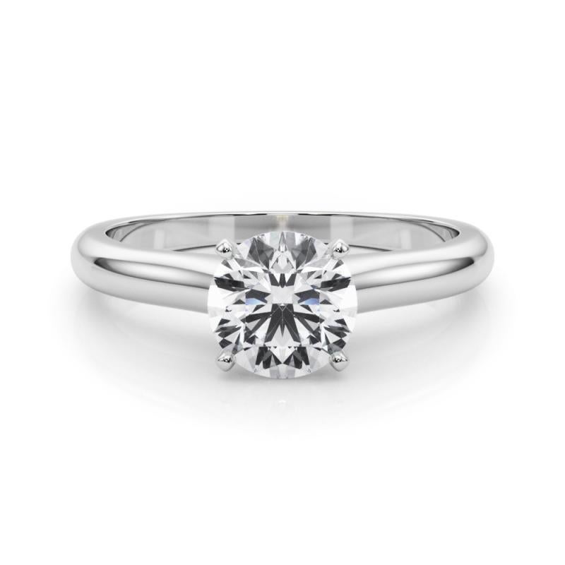 Taille ronde GIA Certified 1.50ct Round Slim Band Classic Solitaire Diamond Ring en vente