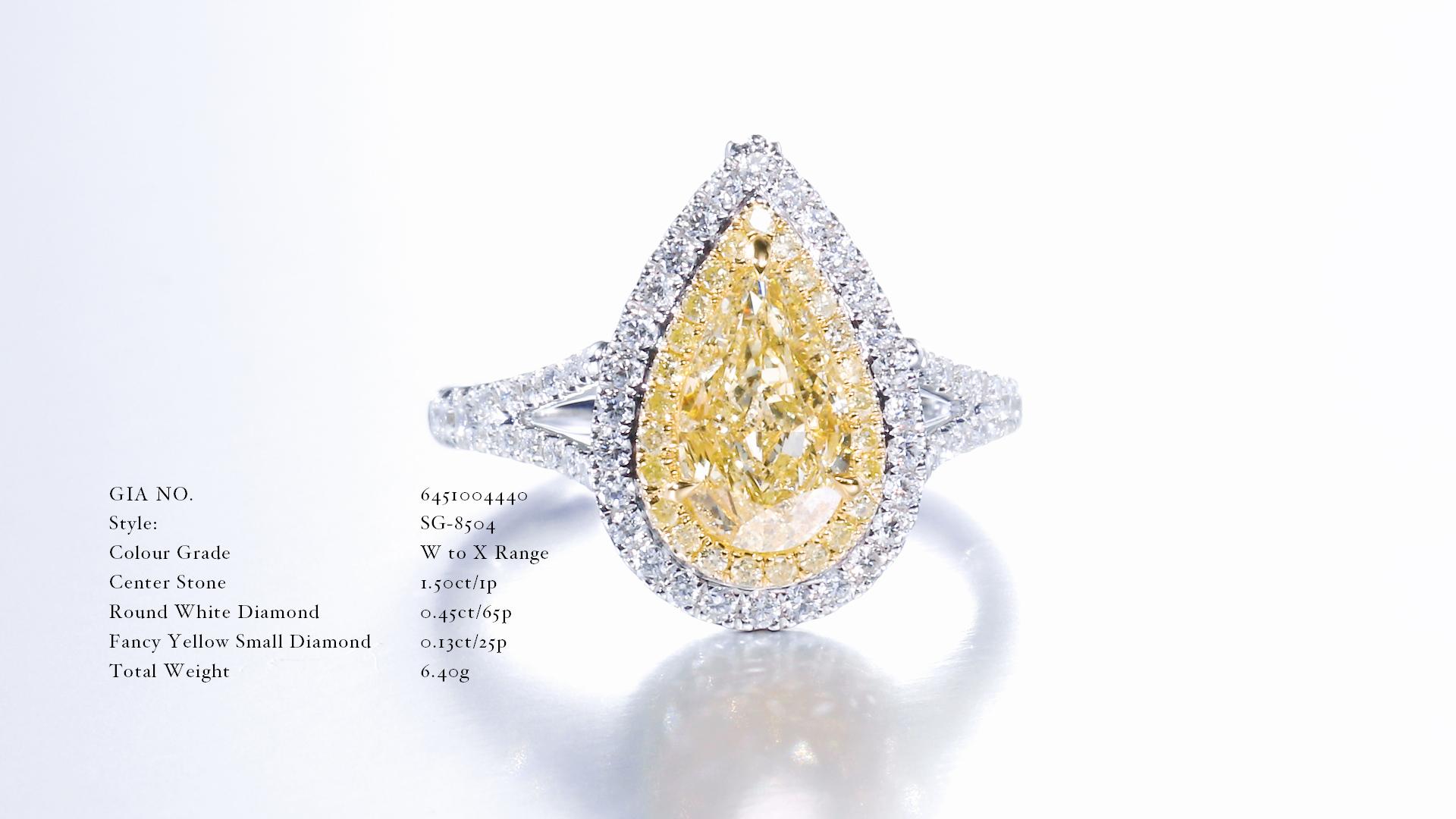 Pear Cut GIA Certified, 1.50ct W-X Range Natural Pear Shaped diamond Solitaire Ring 18KT