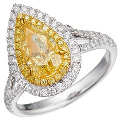GIA Certified, 1.50ct W-X Range Natural Pear Shaped diamond Solitaire Ring 18KT