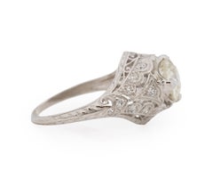 GIA Certified 1.51 Carat Art Deco Diamond Platinum Engagement Ring