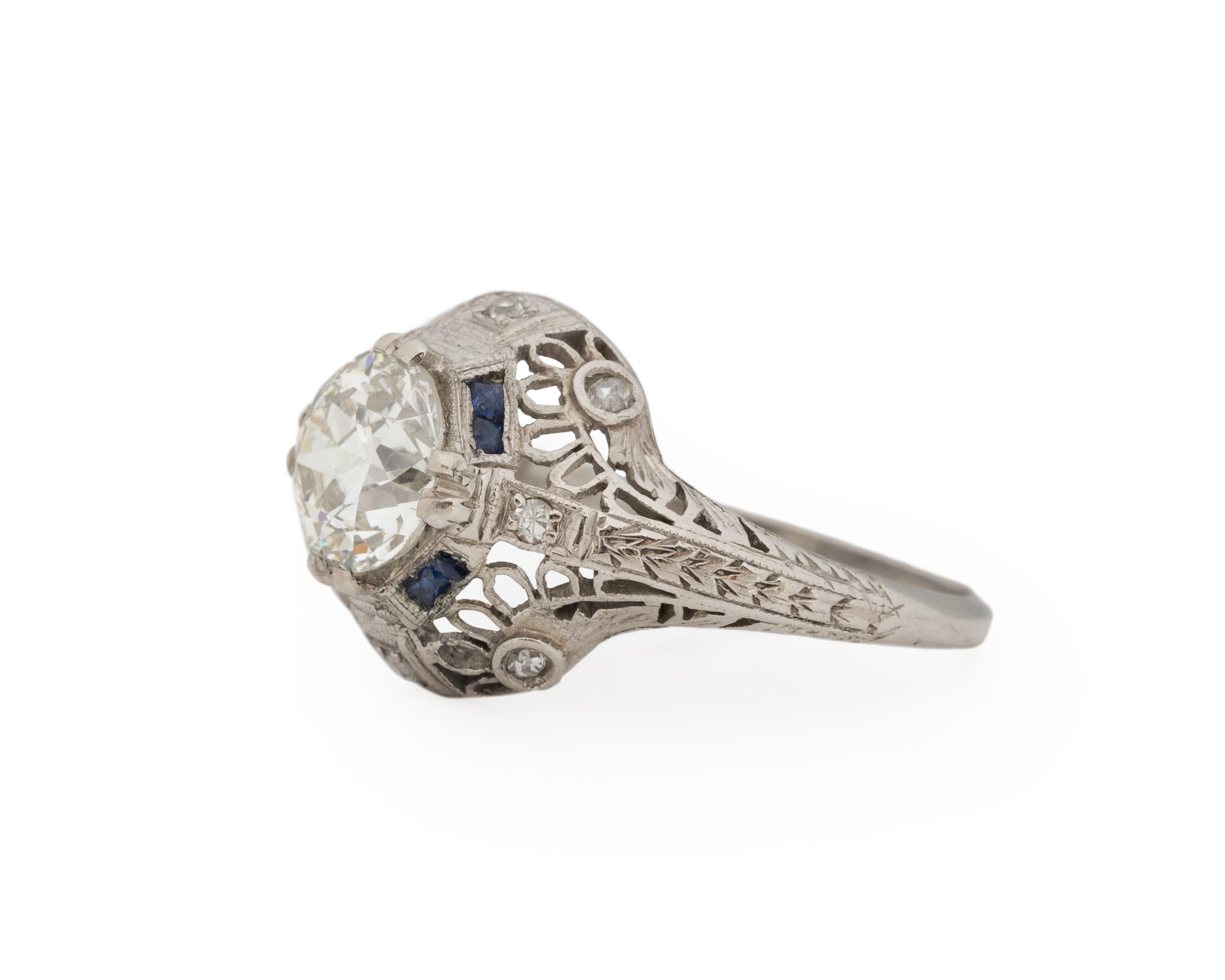 Old European Cut GIA Certified 1.51 Carat Art Deco Diamond Platinum Engagement Ring For Sale