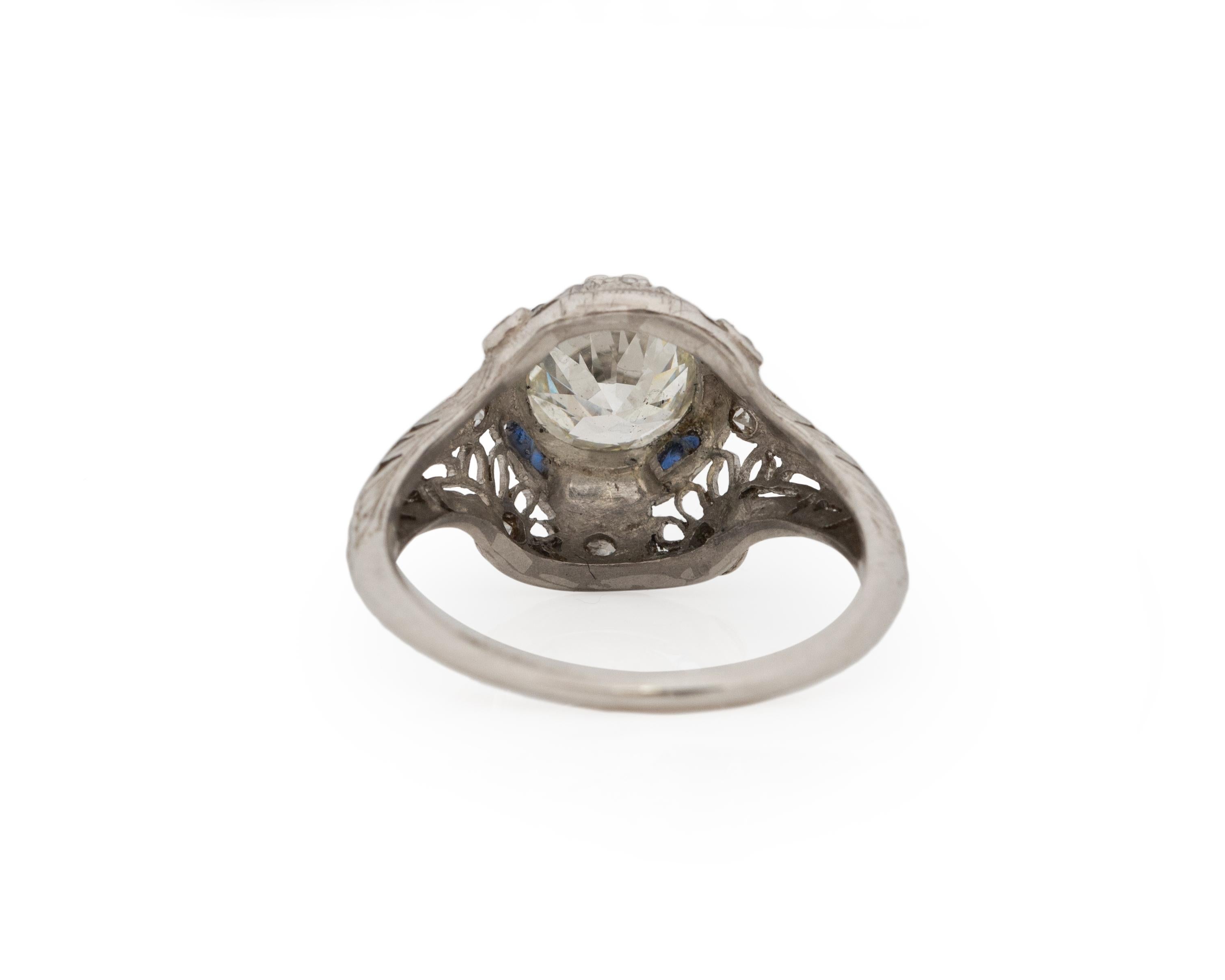 GIA Certified 1.51 Carat Art Deco Diamond Platinum Engagement Ring In Good Condition For Sale In Atlanta, GA
