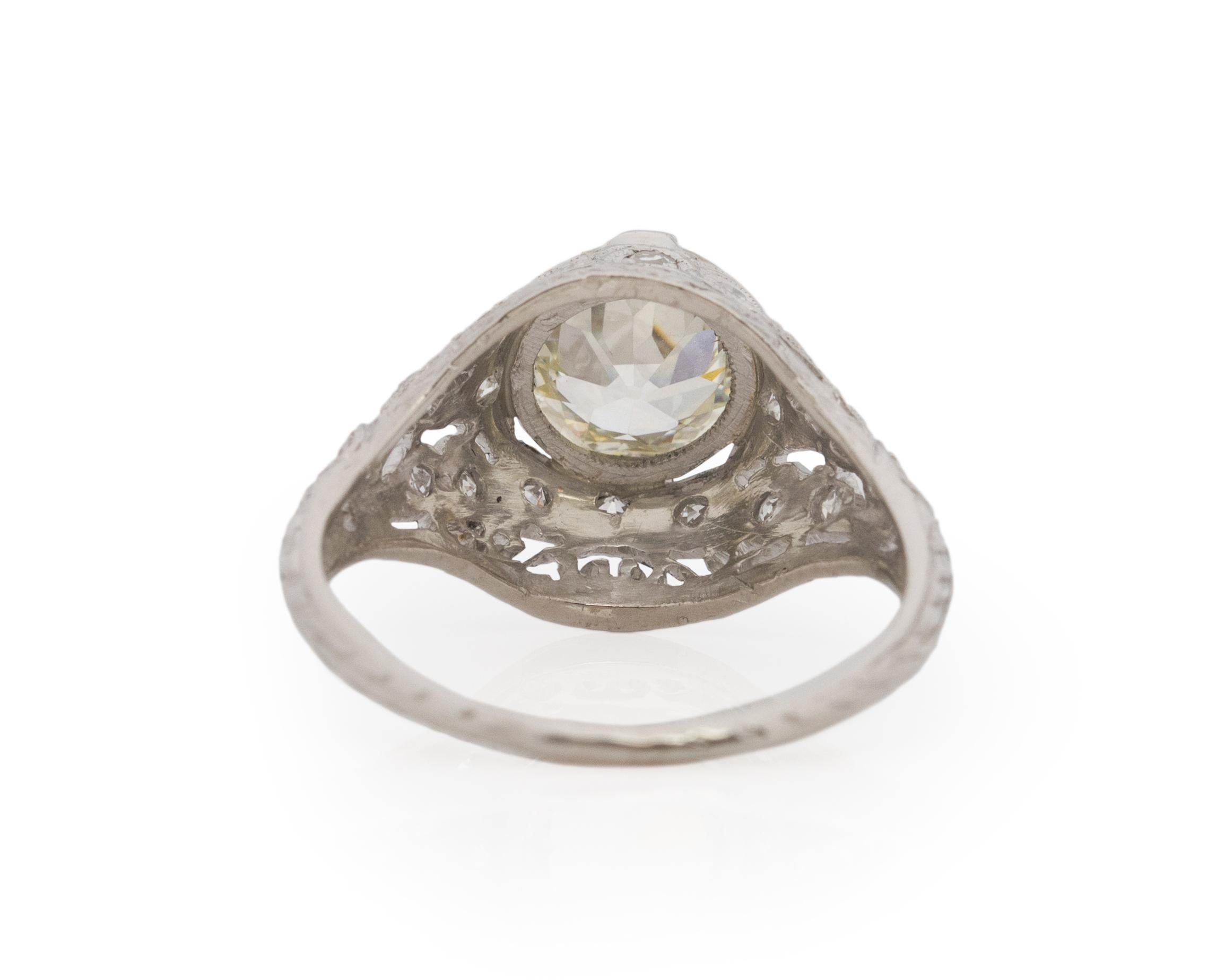 Bague de fiançailles Art déco en platine avec diamant de 1,51 carat certifié par le GIA Bon état - En vente à Hicksville, NY