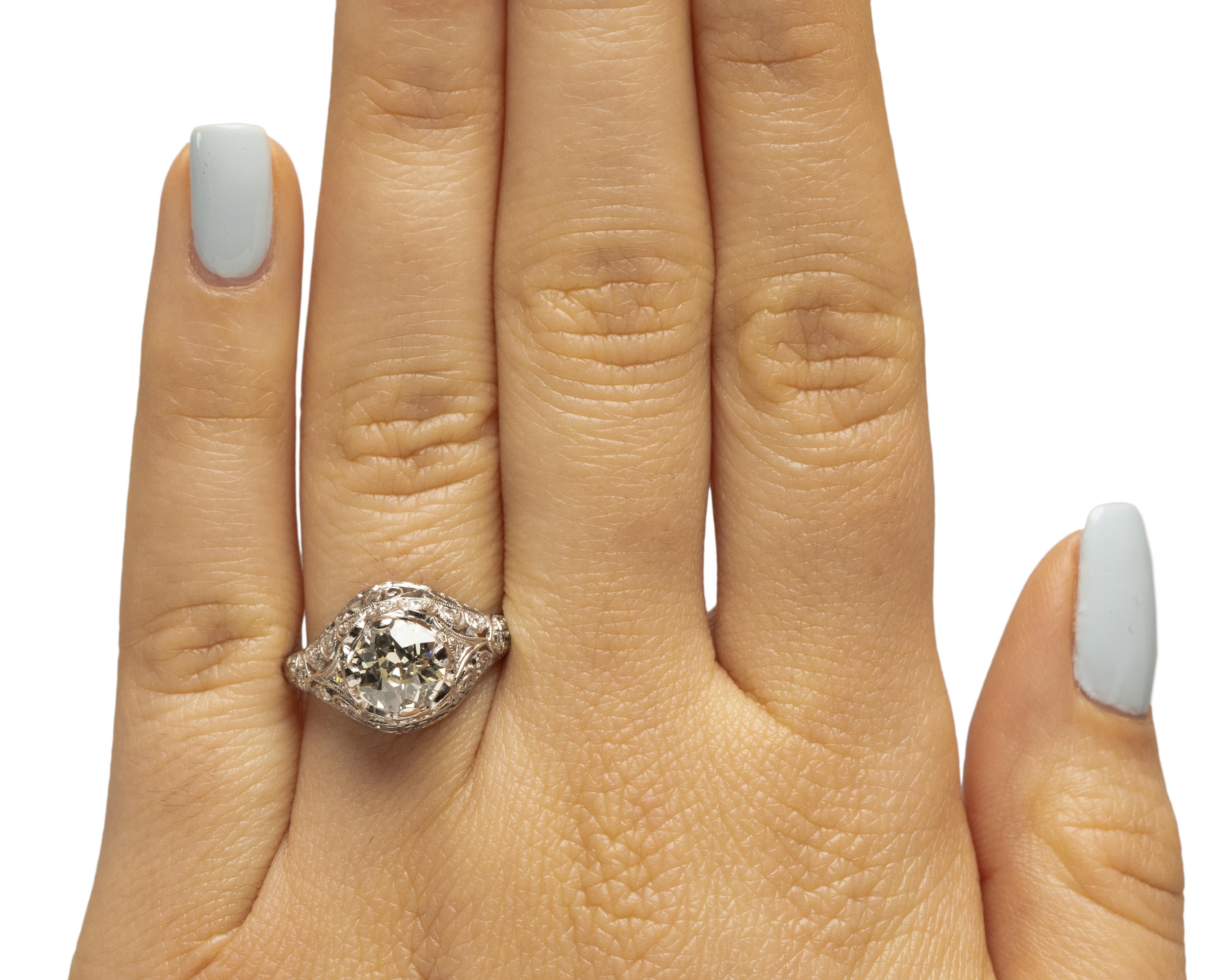 Women's GIA Certified 1.51 Carat Art Deco Diamond Platinum Engagement Ring For Sale