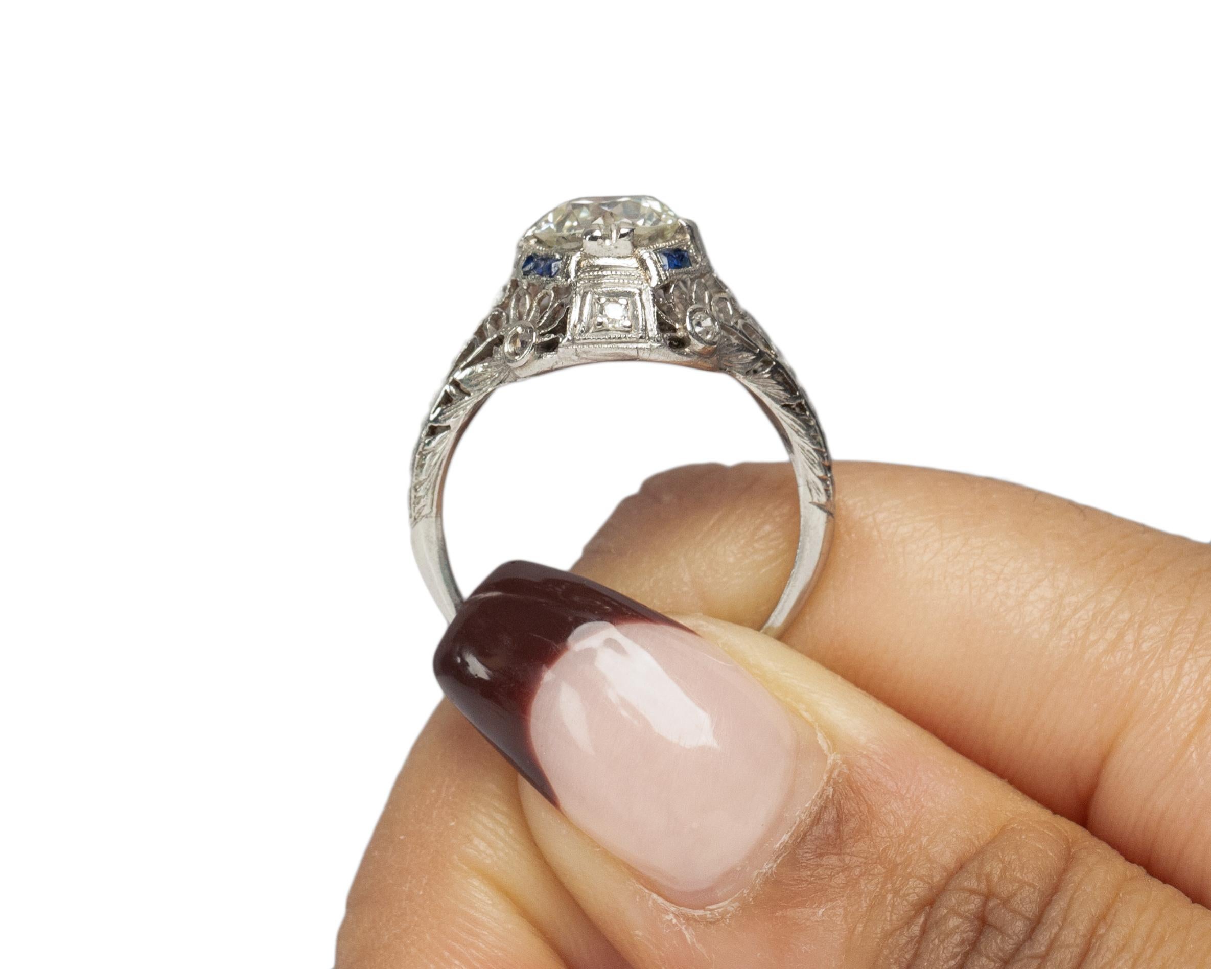 GIA Certified 1.51 Carat Art Deco Diamond Platinum Engagement Ring For Sale 3
