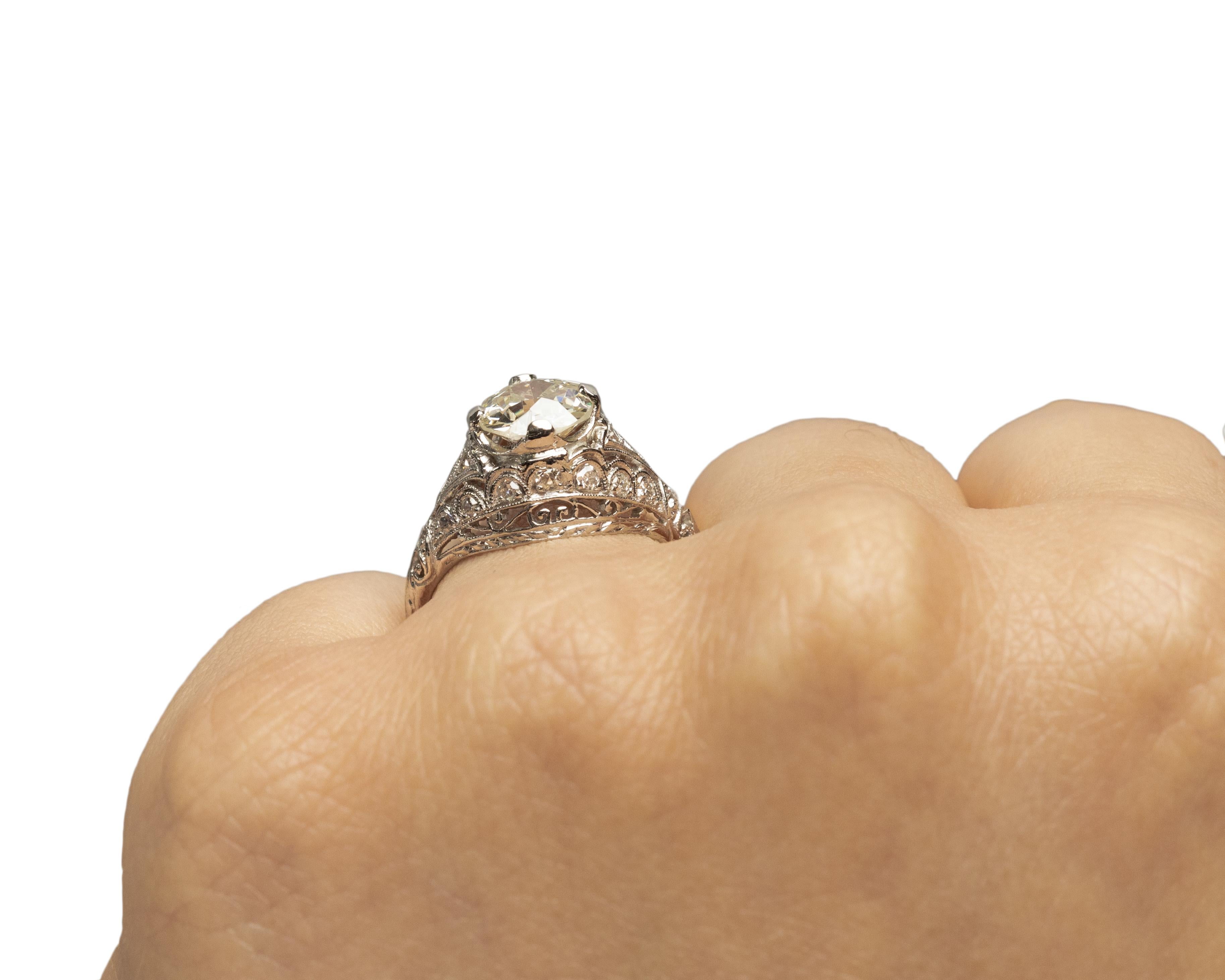 GIA Certified 1.51 Carat Art Deco Diamond Platinum Engagement Ring For Sale 3