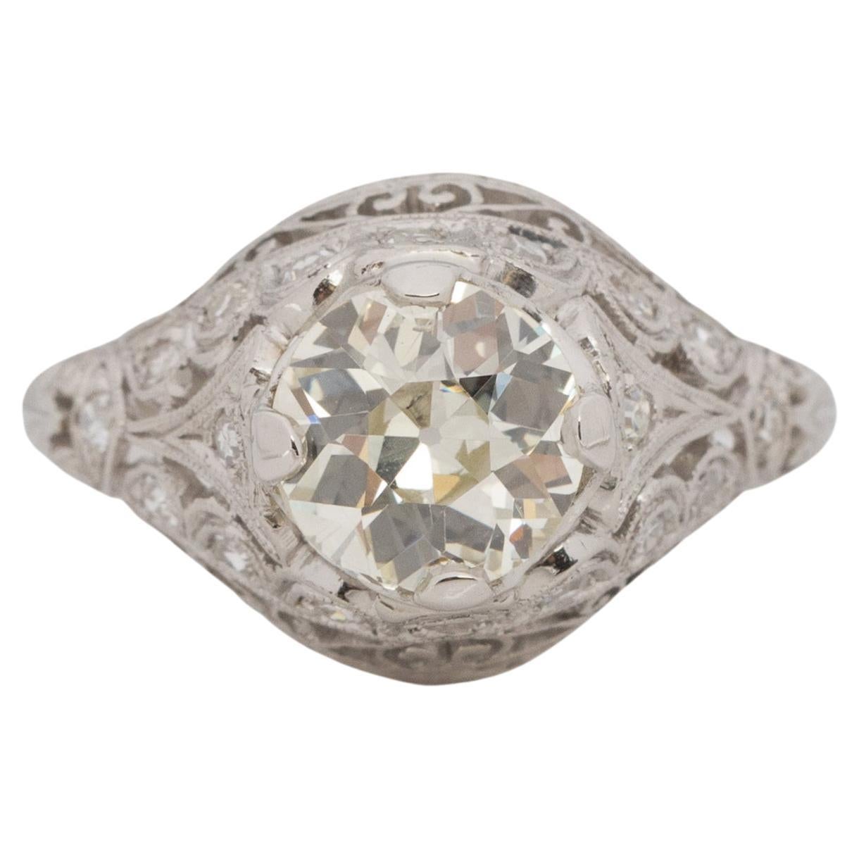 GIA-zertifizierter 1,51 Karat Art Deco Diamant Platin Verlobungsring