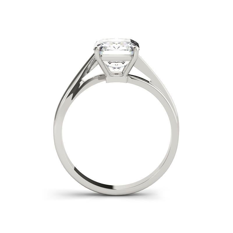 Taglio smeraldo GIA Certified 1,51 Carat Basket Set Emerald Curved Band Diamond Ring in vendita