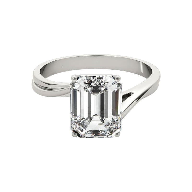 GIA Certified 1,51 Carat Basket Set Emerald Curved Band Diamond Ring in vendita