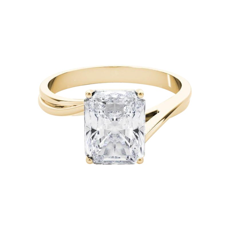 GIA Certified 1.51 Carat Basket Set Radiant Curved Band Diamond Ring