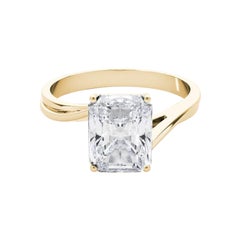 GIA Certified 1.51 Carat Basket Set Radiant Curved Band Diamond Ring