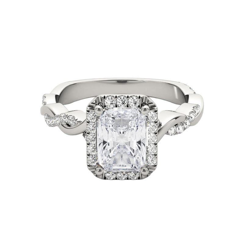 GIA Certified 1,51 Carat Braided Band Radiant Halo Diamond Ring