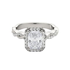 GIA Certified 1.51 Carat Braided Band Radiant Halo Diamond Ring
